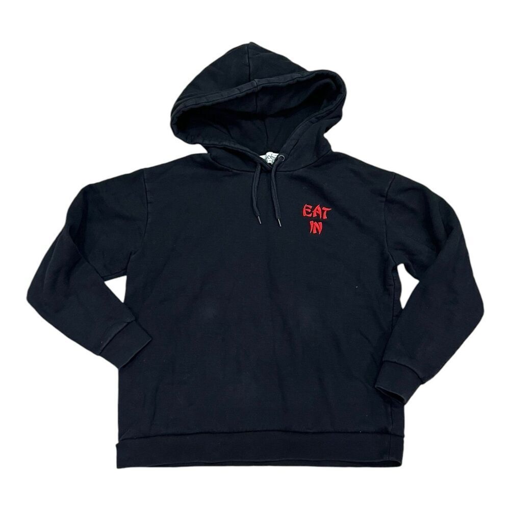 Etre Cecile Black Eat In Take Away Embroidered Hoodie Sweater S